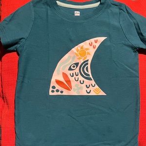 Tea Collection Girls T- Shirt Size 5 Teal & White